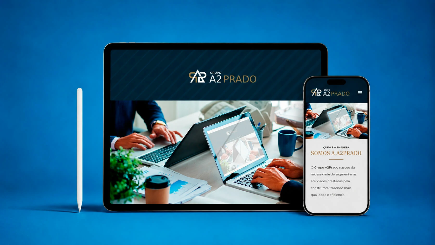 A2 Prado responsive website shown on a desktop monitor and smartphone