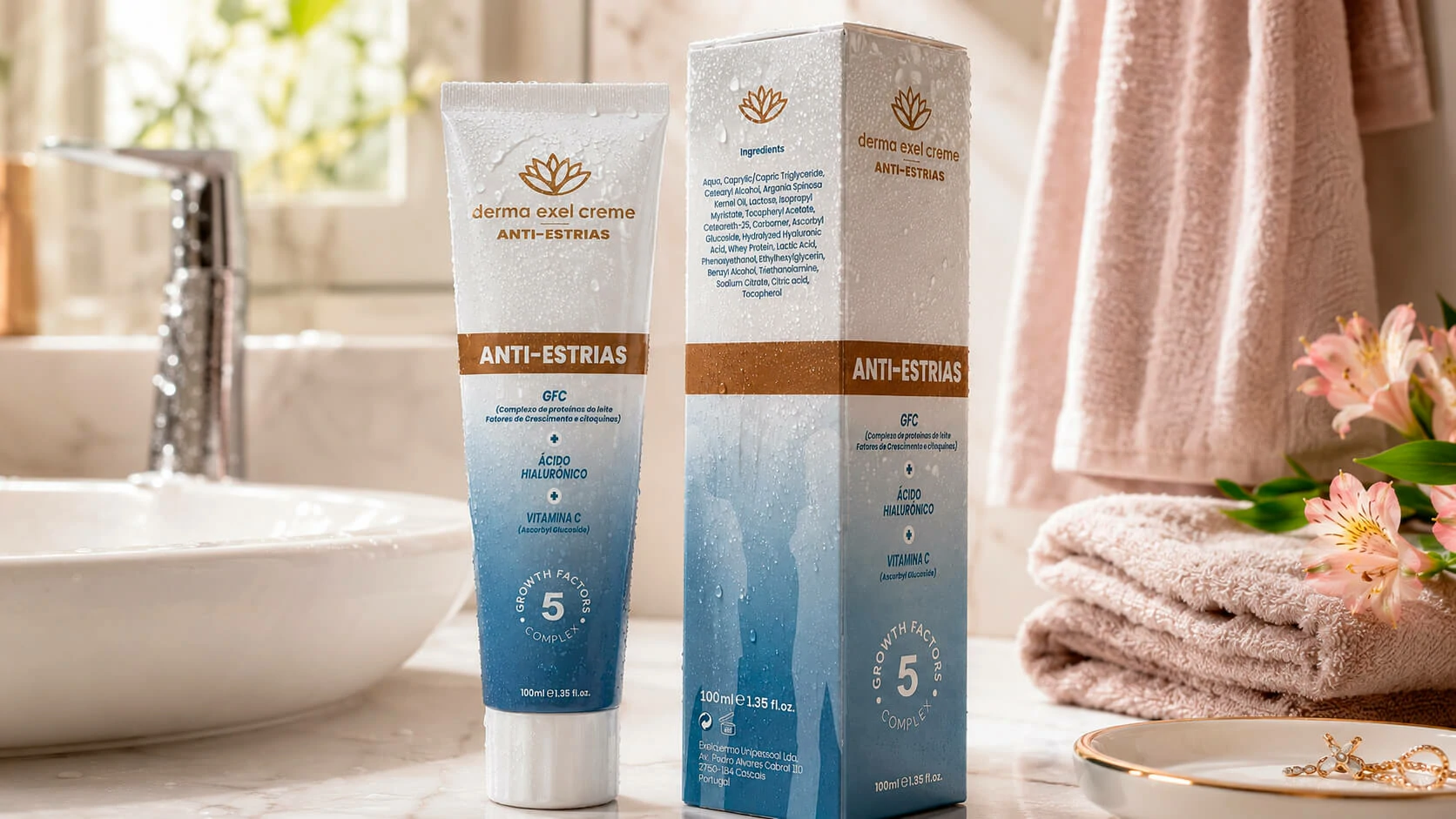 Dermaexel Anti-Stretch Marks product packaging and digital experience