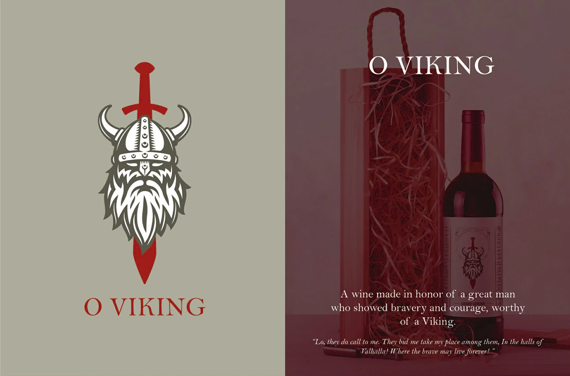O Viking storytelling presentation with emblem, bottle and tribute message